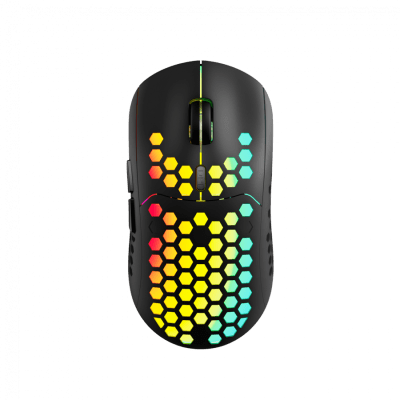 Canyon 7keys Gaming 2.4G wireless mouse, KA8 sensor, DPI up to 1600, rubber coating on panel, Huano 1million switch, 45cm PVC cable, ABS material. 400mAh battery, size: 125.8*63.7*41mm, weight: 95g, Black