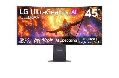 Монитор LG 45GX950B-B - 44.5" UltraGear evo OLED, QHD 5K2K (5120x1440), Dual-Mode (5K2K 165Hz / QHD 330Hz), 0.03 ms, 2x7W
