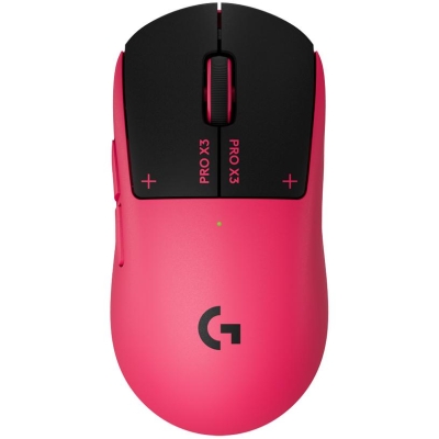 Геймърска мишка Logitech G Pro X3 Superstrike - Magenta Eclipse, с кабел и безжична WiFi