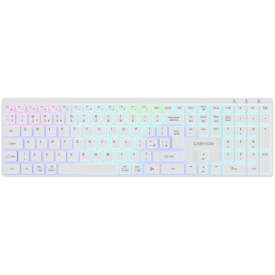 CANYON keyboard HKB-W11 UK/US RGB Dual Mode Wireless White