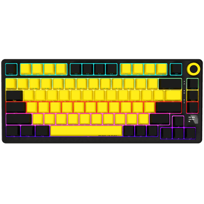 LORGAR KBP7075W, Wireless 75% Mechanical Gaming Keyboard Pro, Black/yellow, EN layout