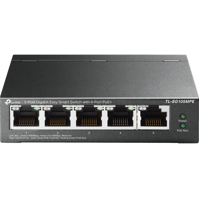 Комутатор TP-Link TL-SG105MPE 5-портов Gigabit Easy Smart Switch с 4 порта PoE+
