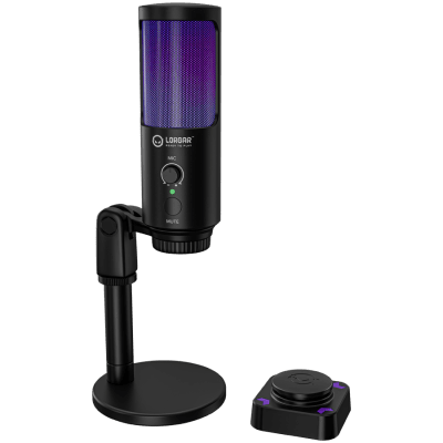 Микрофон LORGAR SMP40, RGB Microphone with external mute button and metal stand, Black