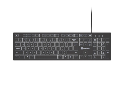 Клавиатура Natec Keyboard Herring Glow US, White Backlight, с кабел