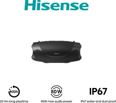 Аудио система Hisense, FlexBoom, Party speaker 2.0 Ch., 80W, BT, 20h play, IP67 Water and Dust Proof, Ambient Light, Black