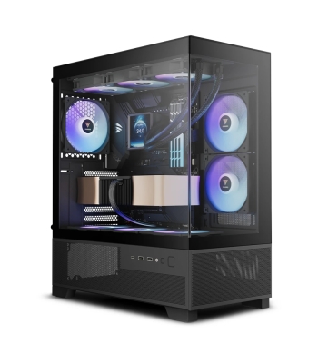 Кутия Gamdias AURA GC12 ARGB BK, mATX - 6 x 120 mm A-RGB, USB-C, Tempered Glass