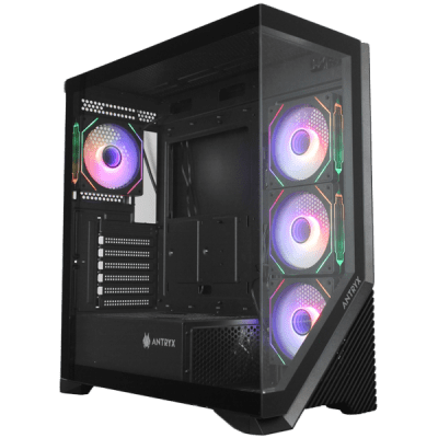 Chassis FC-AR17A-ARGB, 7 slots, 1 x Type C, 2 X USB 3.0, 4 x ARGB, remote, Without PSU, Black