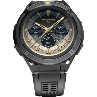 Часовник HiFuture Active Black Yellow, 1.43" AMOLED, Dual Band GPS + Compass + Altimeter 466x466px
