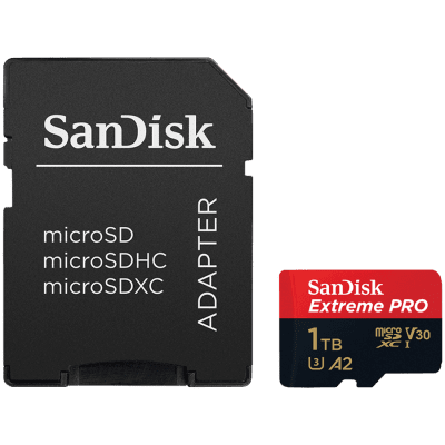 SanDisk Extreme PRO microSDXC 1TB + SD Adapter + 2 years RescuePRO Deluxe up to 200MB/s & 140MB/s Read/Write speeds A2 C10 V30 UHS-I U3