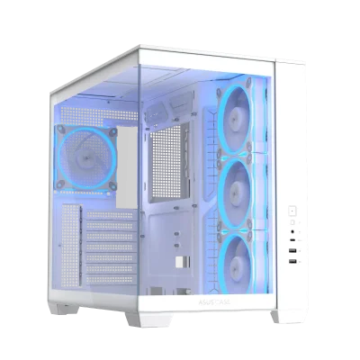 Кутия ASUS A32 PLUS Tempered Glass, ATX + 4 ARGB Вентилатора - White