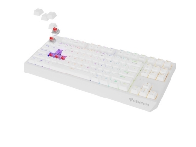 Клавиатура Genesis Thor 230 TKL US White RGB Mechanical Outemu Red, безжична WiFi