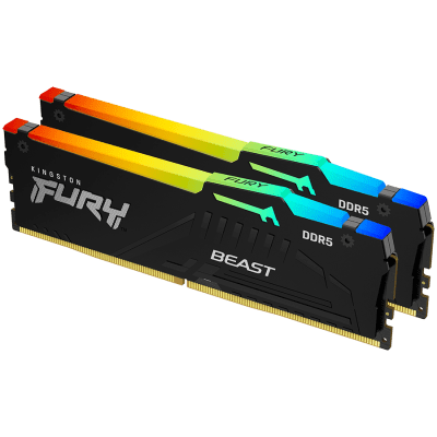 Памет Kingston DRAM 32GB (2x16GB) 5200MT/s DDR5 CL40 DIMM FURY Beast RGB XMP