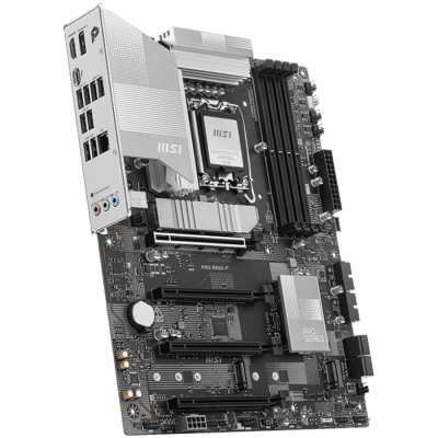 MSI PRO B860-P, ATX, LGA 1851, 4x DDR5 Dual Channel DDR5 up to 8600(OC)MHz, 4x PCIe x16 slot, 3x M.2 slot, 4x USB 2.0, 2x USB 5Gbps, 2x USB 10Gbps, 1x USB 40Gbps Type-C, HDMI, DP, 7.1 HD Audio, 5G LAN, 3Y