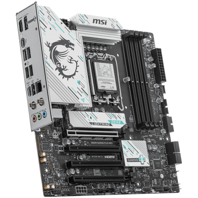 MSI PRO B860M GAMING PLUS WIFI, mATX, LGA 1851, 4x DDR5 Dual Channel DDR5 up to 8600(OC)MHz, 4x PCIe x16 slot, 3x M.2 slot, 2x USB 2.0, 2x USB 5Gbps, 1x USB 10Gbps, 1x USB 5Gbps Type-C, HDMI, DP, 7.1 HD Audio, 5G LAN, WiFi, BT, 3Y