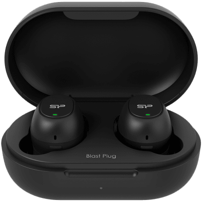 Silicon Power Blast Plug BP80 Earbuds Audio Wireless Headset, Bluetooth 5.0 True Wilreless earbuds, 4.5rs work, 70hrs standby, Bluetooth 5.0, IPX4, magnetic lid charging case, Black