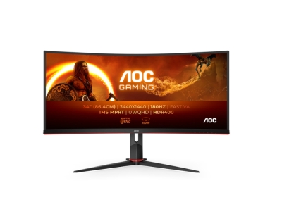 Монитор AOC CU34G2XP/BK - 34" Curved 1500R VA, WLED, 3440x1440@180Hz, 1ms GtG