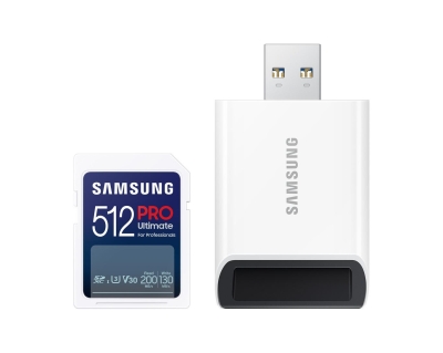 Карта памет Samsung PRO Ultimate Full-Size, SDXC UHS-I, 512GB, U3, V30, USB Адаптер