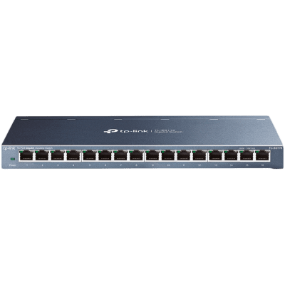 TP-Link TL-SG116P 16-Port Gigabit Desktop Switch with 16-Port PoE+, 802.3at/af, 120 W PoE Power, Desktop Steel Case, Extend Mode for 250m PoE Transmitting, Priority Mode for Port1-4, Isolation Mode, PoE Auto Recovery, Intelligent Power Management
