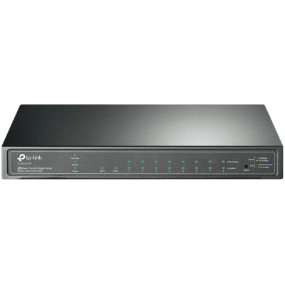 JetStream 8-Port Gigabit Smart PoE+ Switch with 2 SFP SlotsPORT: 8× Gigabit PoE Ports, 2× Gigabit SFP SlotsSPEC: 802.3af/at, 58 W PoE Power, Desktop Steel CaseFEATURE: Integration with Omada SDN Controller, 802.1Q VLAN, STP/RSTP/MSTP, etc.