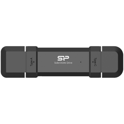 Silicon Power 500GB DS72 Dual USB-C/USB 3.2 Gen 2, Portable External SSD, Steam Deck and iPhone 15 Pro, R/W: up to 1050MB/s; 850MB/s, Black