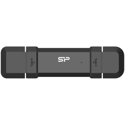 Silicon Power 1TB DS72 Dual USB-C/USB 3.2 Gen 2, Portable External SSD, Steam Deck and iPhone 15 Pro, R/W: up to 1050MB/s; 850MB/s, Black
