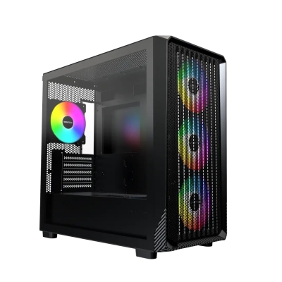Кутия Montech X5M (Black), mATX - 4 x 120 mm A-RGB, USB-C