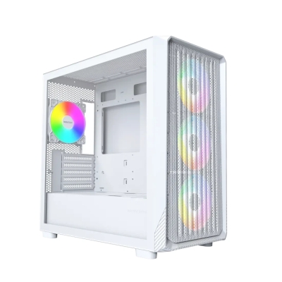 Кутия Montech X5M (White), mATX - 4 x 120 mm A-RGB, USB-C