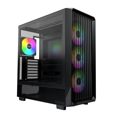 Кутия Montech X5 (Black), ATX - 4 A-RGB fans, USB-C