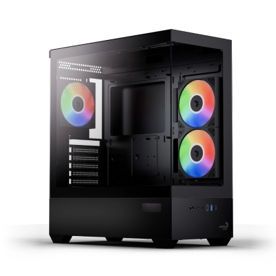 Кутия AeroCool P500D Digi-G-BK-v1, ATX - Digital Display, USB-C, 3 x 120 mm A-RGB included