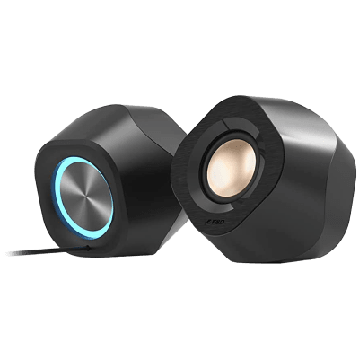 F&D V720 2.0 Multimedia Gaming Speakers, 8W (4Wx2), 2x2.25'' Speakers , BT 5.0/AUX/USB/Multi-color LED/Wire Control Design/Small Elevation Angle Design/Black