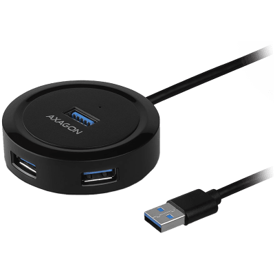 AXAGON HUE-P1A 4x USB3.2 Gen 1 ROUND hub, micro USB power IN, 30cm USB-A cable