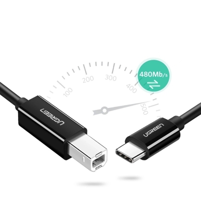 Кабел за принтер UGREEN US241 USB-C към USB-B 2.0, 1 м - черен