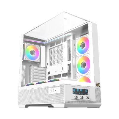 Kутия Xigmatek Vision Arctic - 7 ARGB Fans, LCD Display Panel, Smart Fan Control, E-ATX