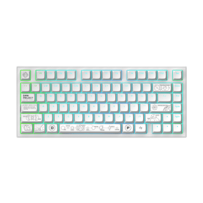Геймърскa безжична клавиатура Dark Project ALU81A Terra Nova R2 White RGB, с кабел и безжична WiFi