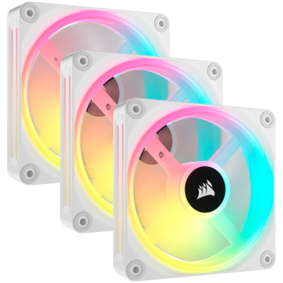 Вентилатори CORSAIR iCUE LINK QX120 RGB WHITE, 120mm Magnetic Dome RGB Fan, Triple Fan Kit