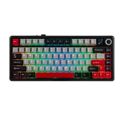 Клавиатура Aula F75 MAX - Reaper Switch [Linear] (English US), Black, Red, с кабел и безжична WiFi+BT