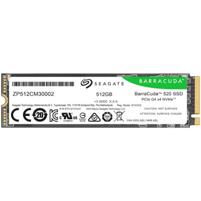 SSD SEAGATE BarraCuda 520 512GB M.2 2280-S2 PCIe Gen4 x4 NVMe 1.4, Read/Write: 5000/3800 MBps, TBW 200