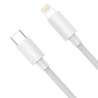 Кабел Baseus TZCATLZJ-02 USB-C към Lightning за бързо зареждане 2 броя, PD 20W, 1.5м - бял