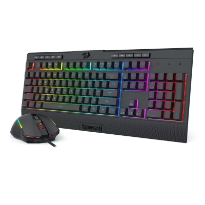 Комплект клавиатура и мишка Redragon S151 Gaming Essentials с RGB подсветка - черна, с кабел