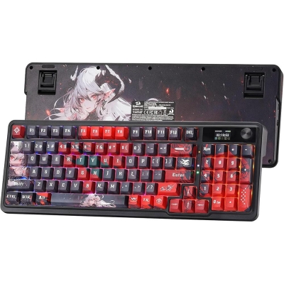 Клавиатура Redragon Artemis Pro Anime AK K719AK-RGB-PRO с червено RGB осветление - черна, безжична WiFi