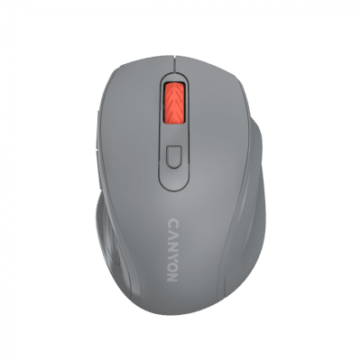 Canyon 6 buttons wireless 2.4Ghz mouse, MX8650A Sensor, DPI up to 1600,Injection case, 3 M life times left and right switches, 2xAAA battery, ABS material. Size: 105x71x40mm, Weight: 59g, Dark grey