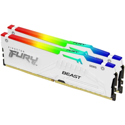 Памет Kingston DRAM 64GB 6000MT/s DDR5 CL40 DIMM (Kit of 2) FURY Beast White RGB XMP EAN: 740617333466
