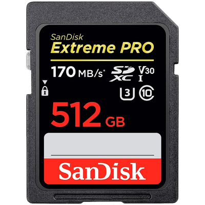 SanDisk Extreme 512GB SDXC Memory Card + 1 year RescuePRO Deluxe up to 180MB/s & 130MB/s Read/Write speeds, UHS-I, Class 10, U3, V30