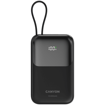 CANYON power bank OnPower 101 built-in cable 10000 mAh PD22.5W Black
