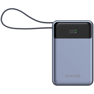 CANYON power bank OnPower 600 built-in cable 20000 mAh PD65W Dark Grey
