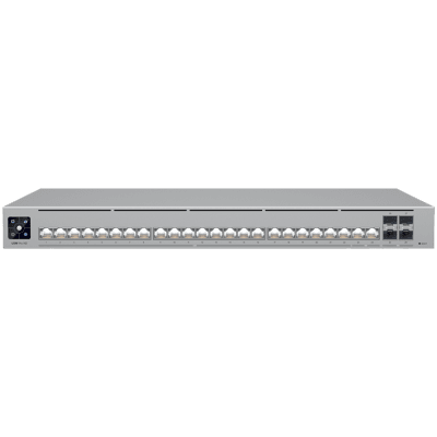 Ubiquiti Layer 3 Etherlighting switch USW-PRO-HD-24-EU, (22) 2.5 GbE, (2) 10 GbE ports, (4) 10G SFP+ ports. DC power backup ready