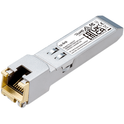 TP-Link TL-SM311T 1000BASE-T RJ45 SFP Module, 1000Mbps RJ45 Copper Transceiver, Plug and Play with SFP Slot, Up to 100 m Distance (Cat5e or above), Hot-Pluggable, Plug and Play, High Compatibility, Support TX Disable function