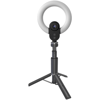 LORGAR Circulus 910, Streaming web camera, 5MP 2592X1944 max resolution, up to 60fps, 1/2.8", Sony STARVIS CMOS image sensor, full glass lens, 5.5'' built-in ring light (1700-14 000K), foldable tripod, auto focus, dual microphones with AI noise reduction,