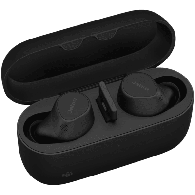 JABRA EVOLVE2 Buds MS, Cradle USB-A MS, Link 380 BT adapter USB-A MS, 30  cm USB-C to USB-A cable, Ear gels, wireless charging pad, warranty