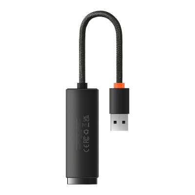 Мрежови адаптер Baseus WKQX000001 USB-A към RJ45 Ethernet 100Mbps черен